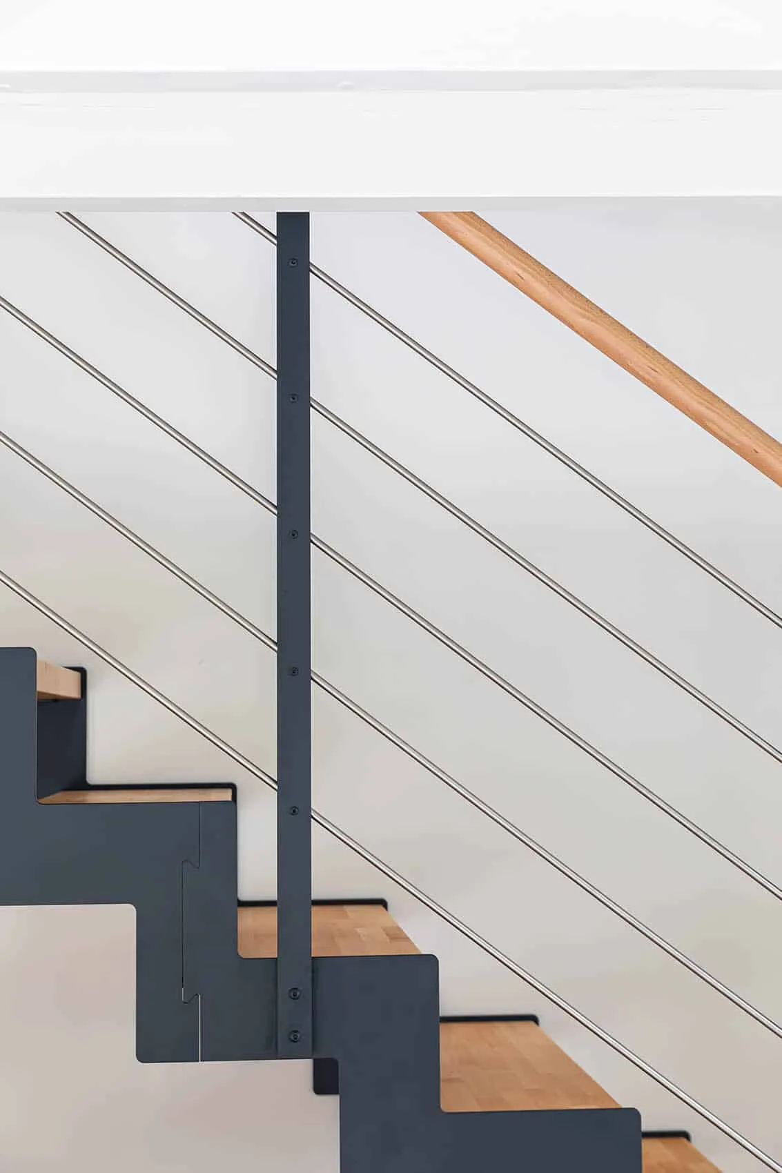 Garde-corps à câbles et limon en métal de l'escalier sur mesure